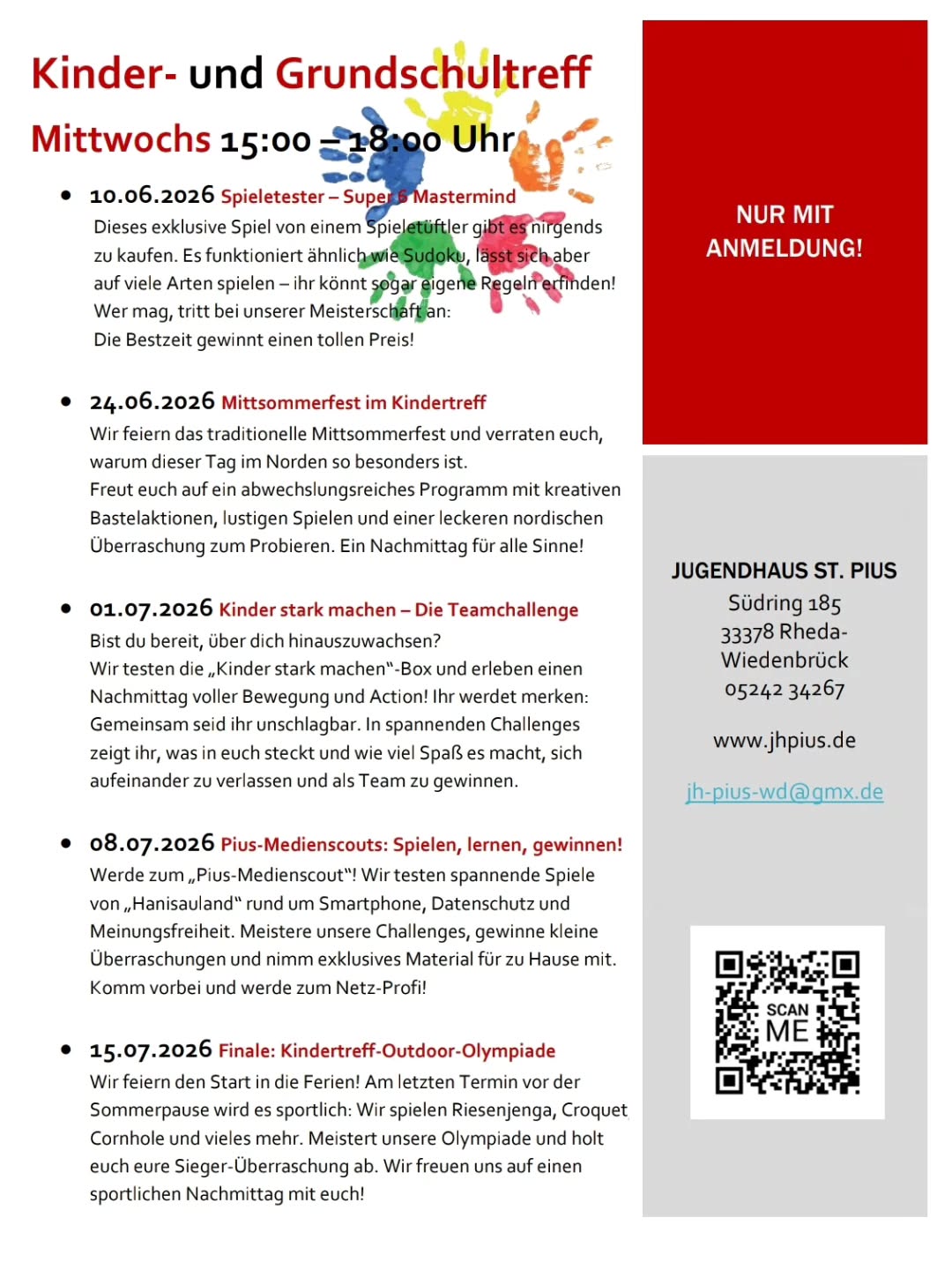Kindertreffprogramm Juni/Juli